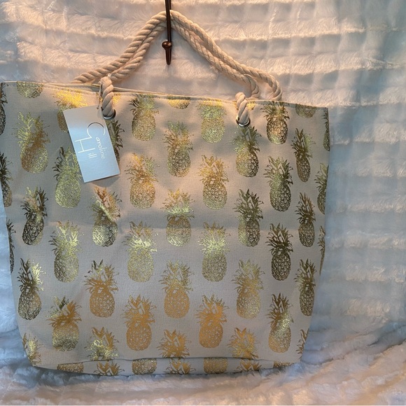 Caroline Hill Handbags - Caroline Hill Elegant Gold Pineapple Tote Bag